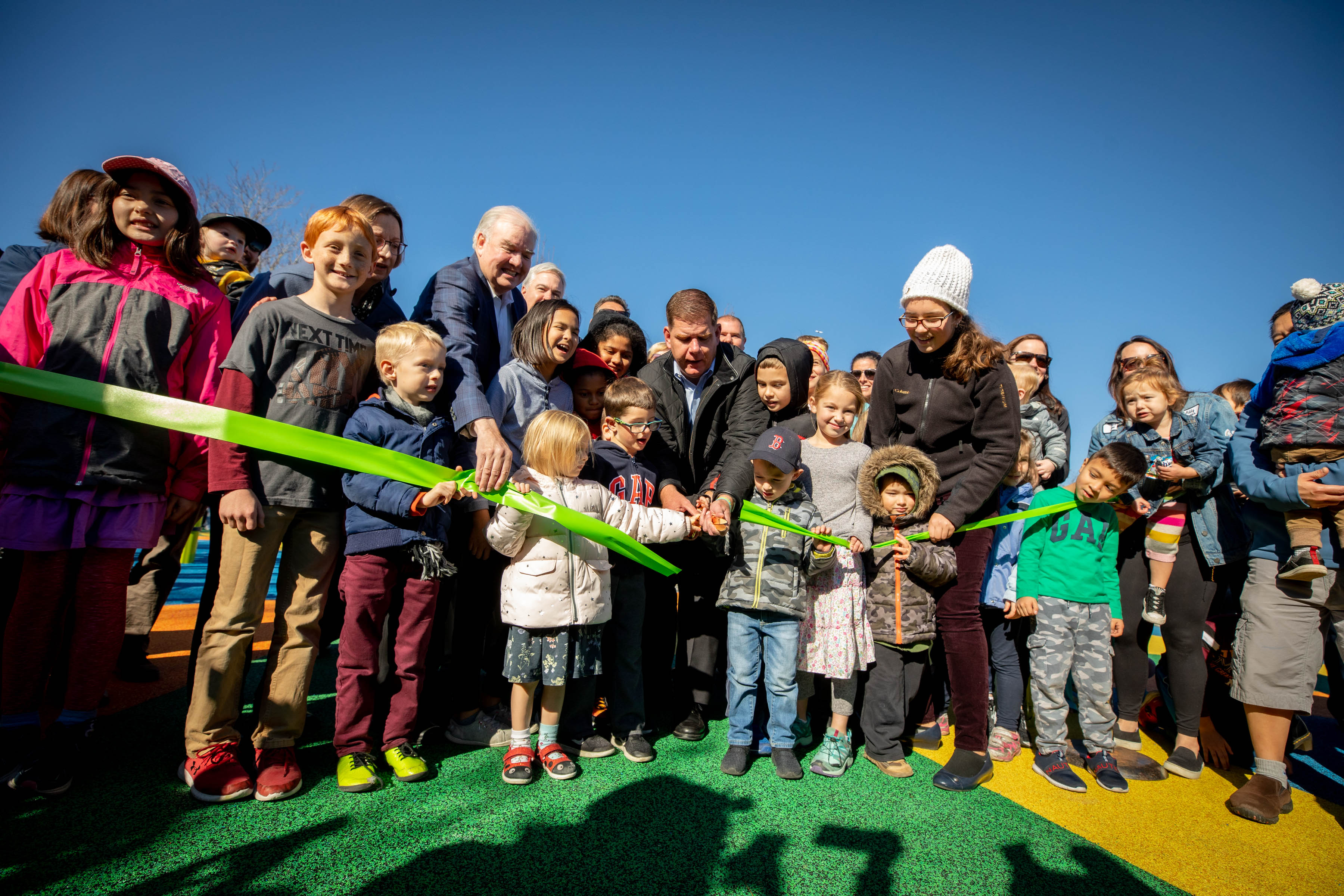 Ribbon-cutting ceremony at Smith Field Park in Allston