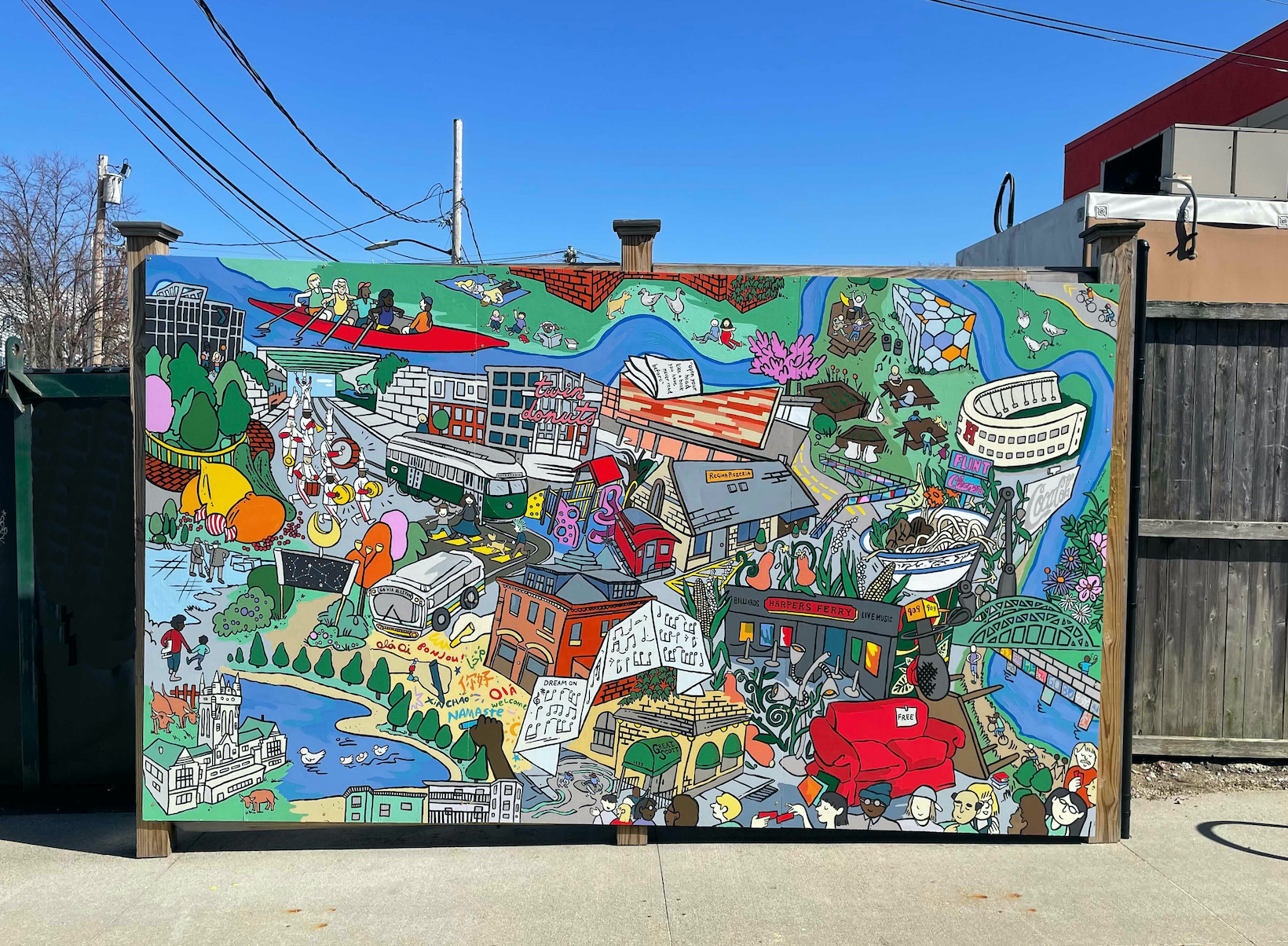 Puzzle Me, Allston-Brighton! mural outside the Harvard Ed Portal