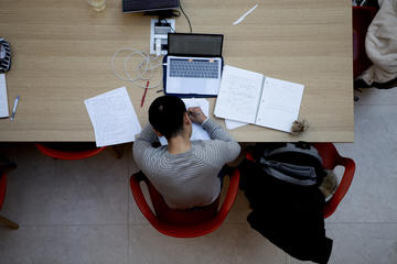 Student studying