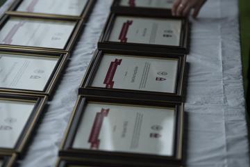 Harvard-Allston Partnership Fund awards laid out on table