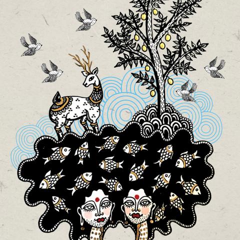 art by payal kumar head figures with nature pieces sprouting up