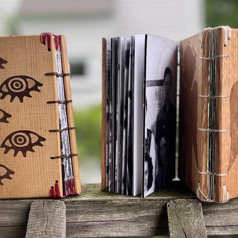 threaded wooden books