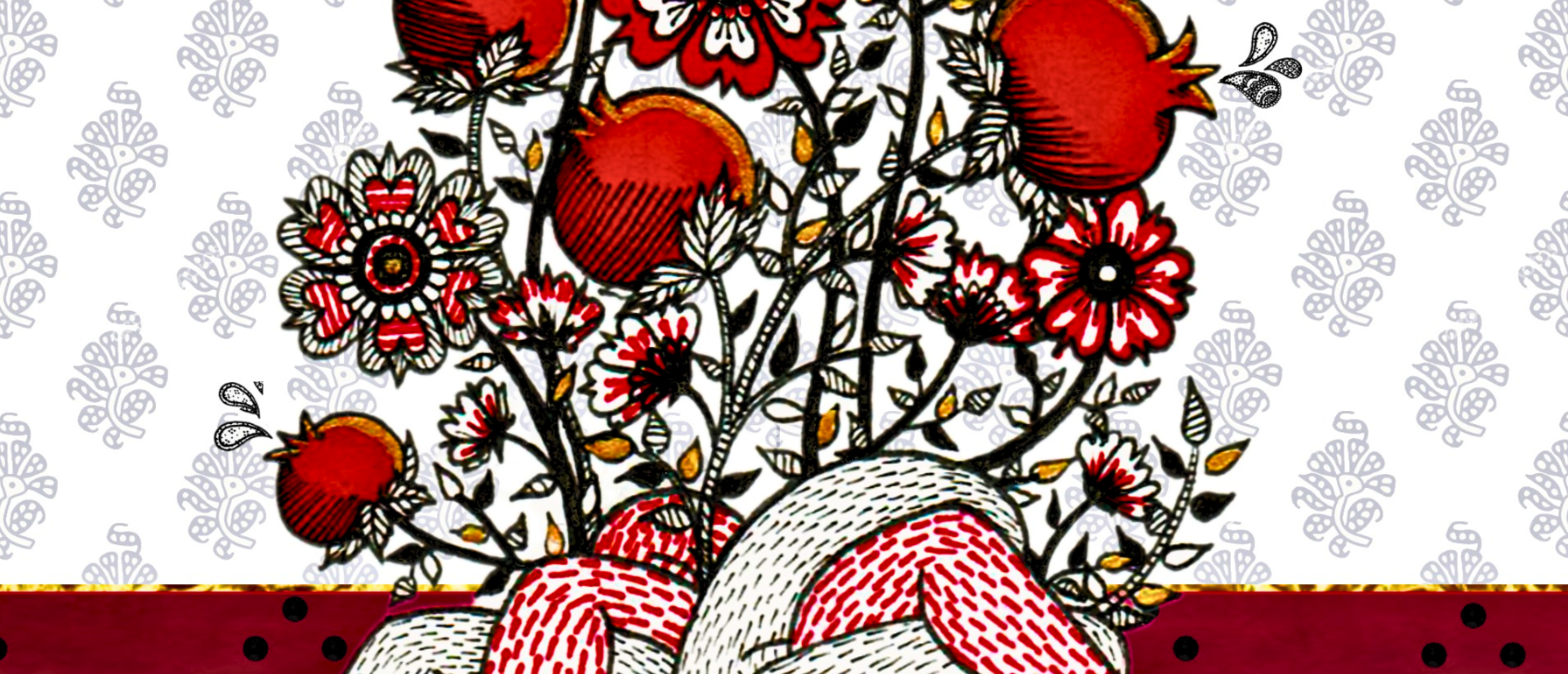 red and white colors combined to create flowers coming from legs