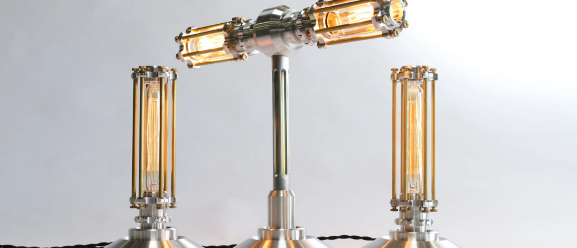 Double Cage Lamp by David Sekoll artwork of three lightbulbs 
