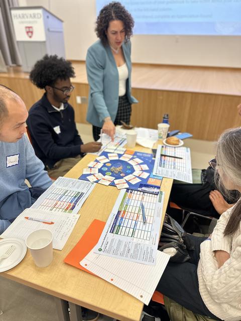 Workforce Development Presenter instructs participants on how to do the class exercise